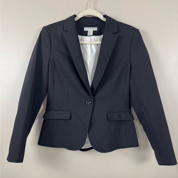 H&M Capsule Black Blazer Suit Jacket Size 10 Chic Minimal Modern Classic - Picture 1 of 8
